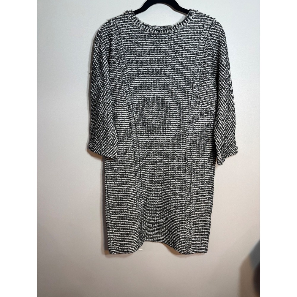 Massimo Dutti Striped Knit Dress 3/4 Sleeve Black White Size 8‎